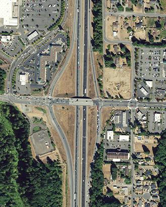 aerial view of the I5 / 88th Street NE interchange