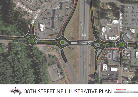 4th Street and 88th Street NE Corridor Improvements Projectd: Upcoming Activities, Description of the Preferred Alternative 88th Street NE - Alternative 2A.